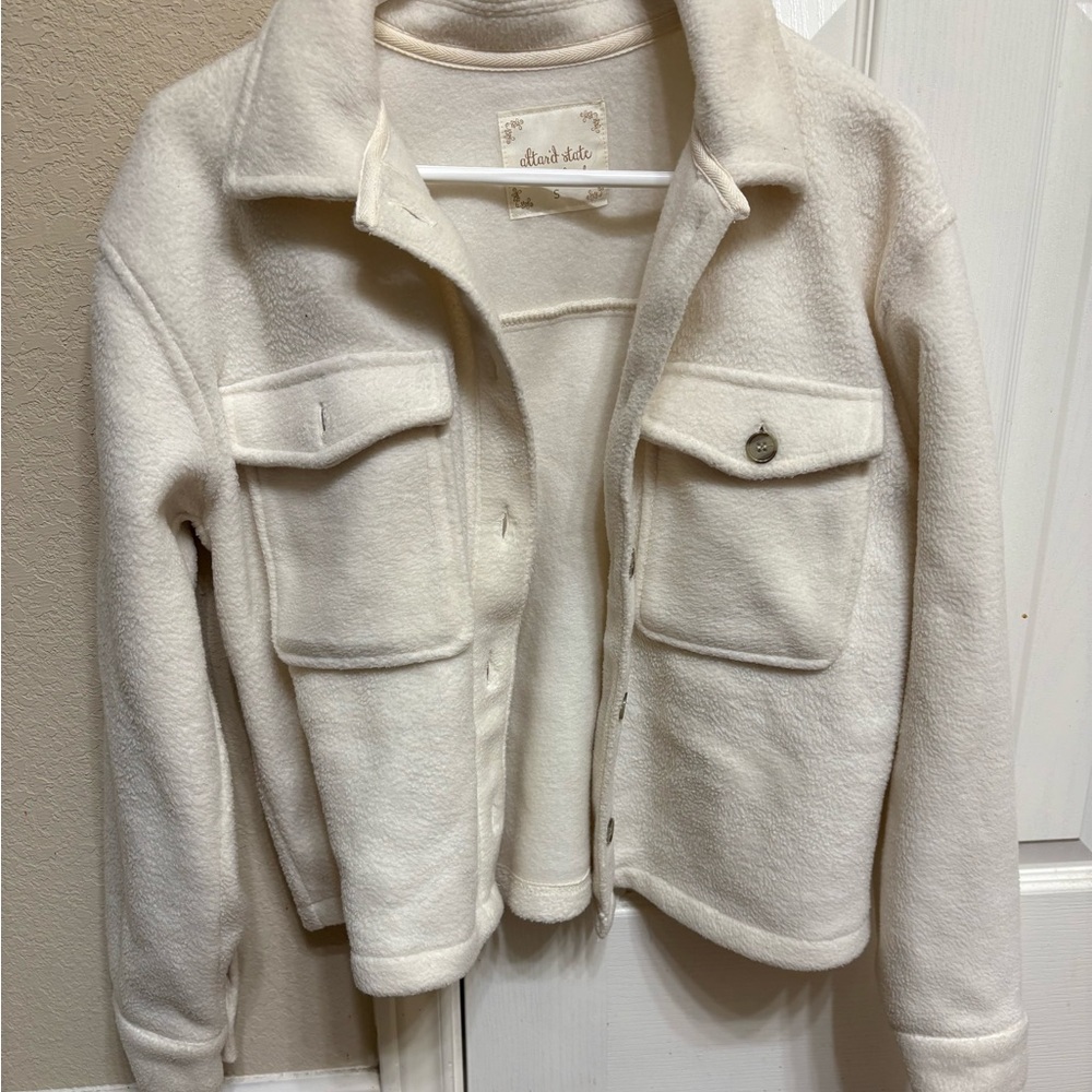Altar'd State White Teddy Jacket with Relaxed Fit